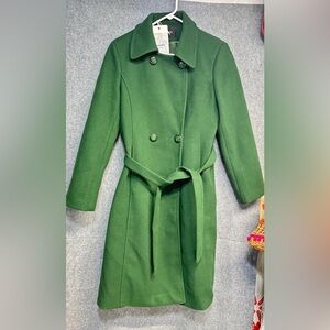 Aprsfn mid length wool blend dark  Green Double-Breasted lined Coat jacket M